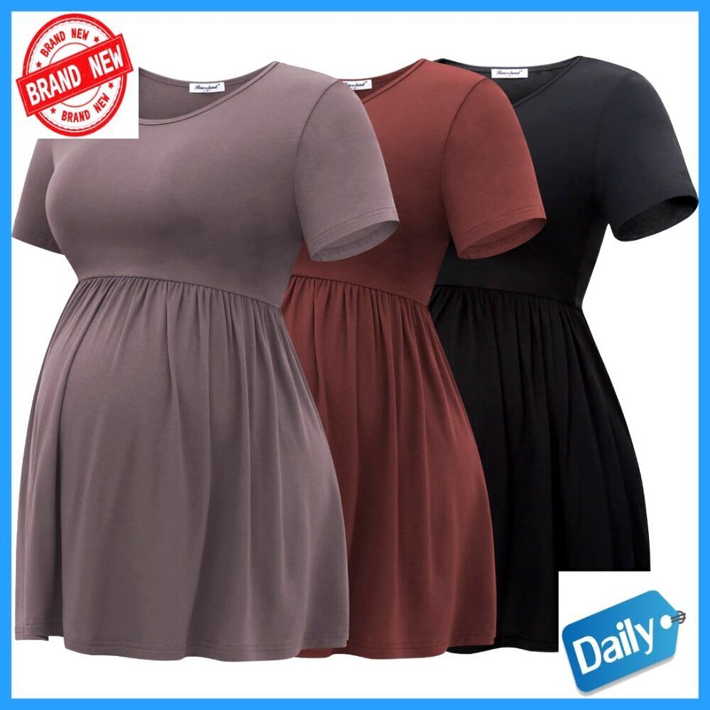 Maternity Breastfeeding Top Short Sleeve Scoop Neck T-Shirt